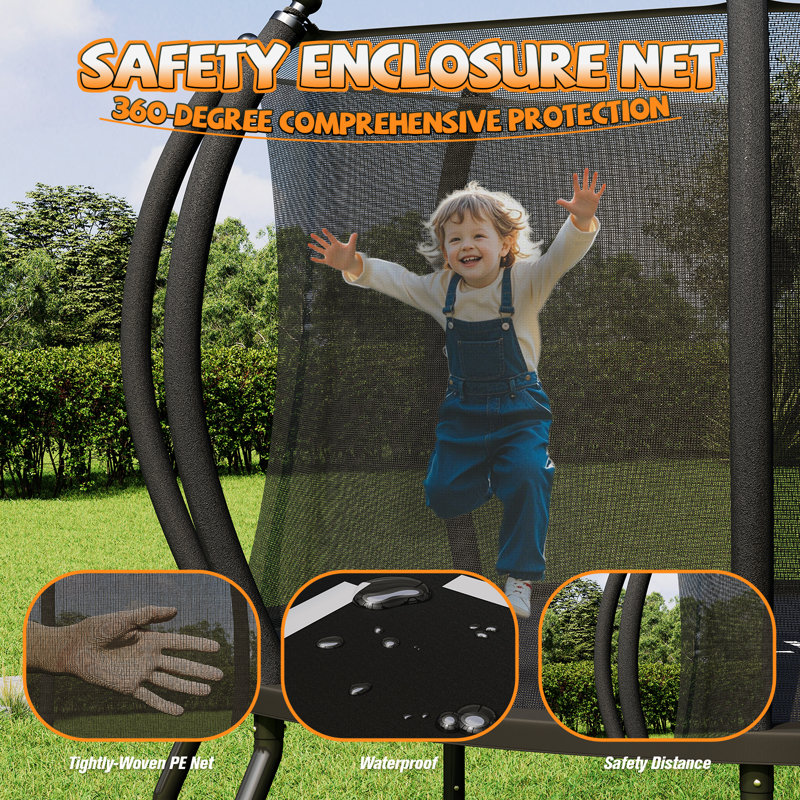Le trampoline d'extérieur de 14 pi avec filet d'enclos et échelle Albott met en valeur les trampolines récréatives pour enfants et adultes, cadre à connexion rapide, homologation ASTM