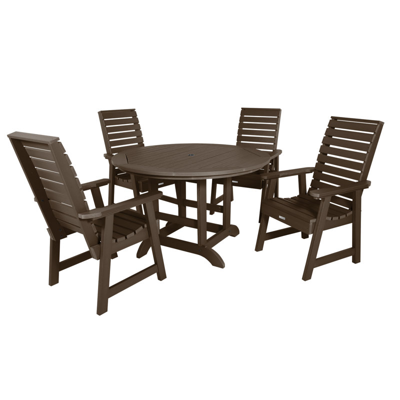 Ensemble de salle à manger d'extérieur 5 pièces 48 po Midwest, Gland de chêne vieilli, L 62,5 po x l 62,5 po x H 37 po