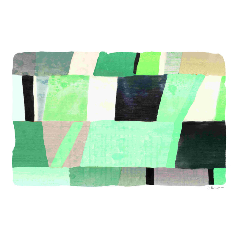 Formes abstraites bleues - peinture sur toile tendue, H 8 po x l 12 po