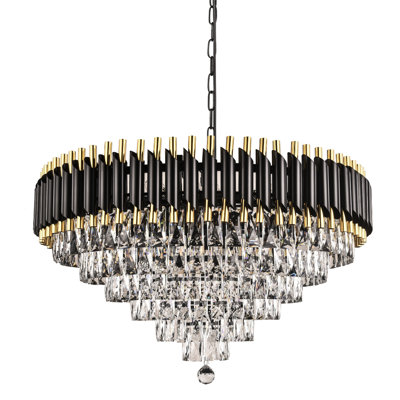 Luxury Gold And Black Crystal Light Fixture