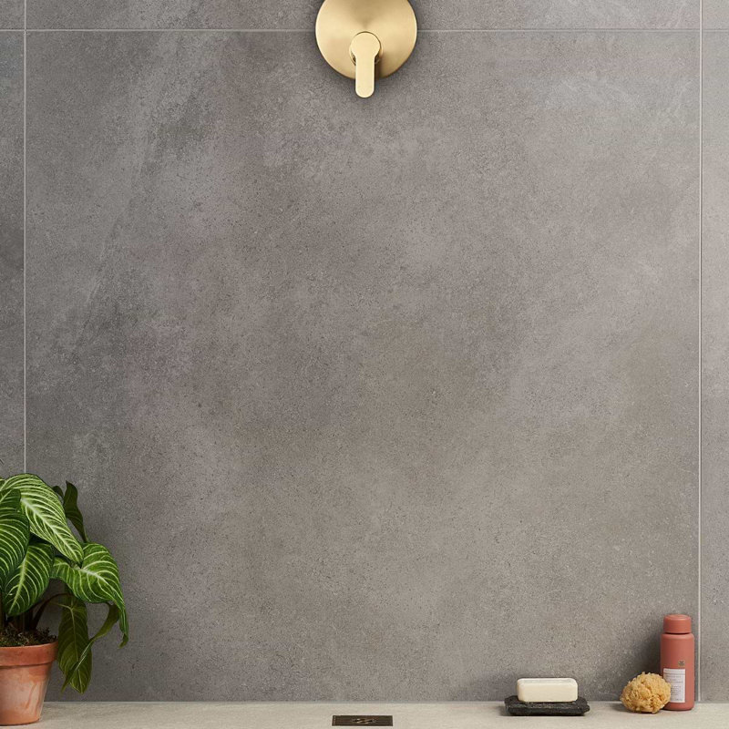 New Rock 48x48 Matte Porcelain Tile, Fossil Dark Gray