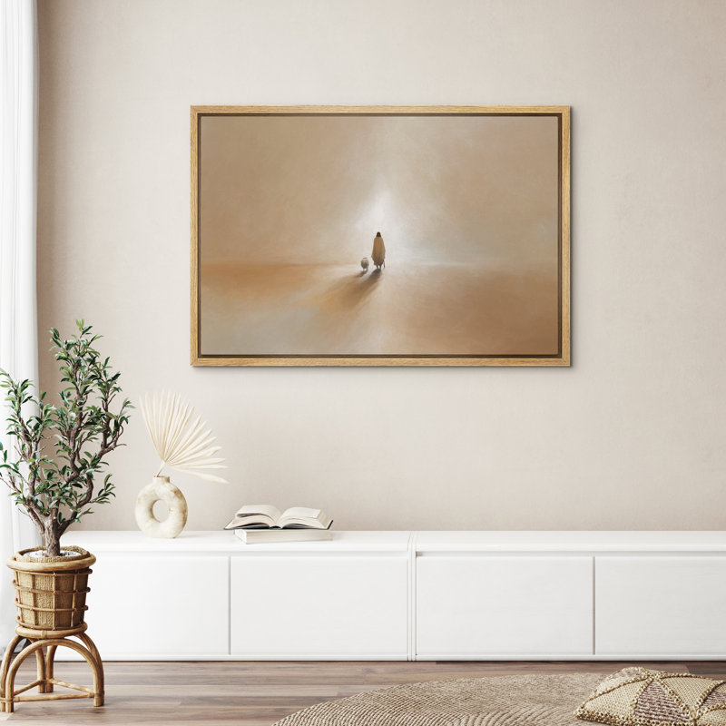 Illustration de Jésus-Christ et de l'agneau perdu en couleur brune, H 16 po x l 24 po, Naturel