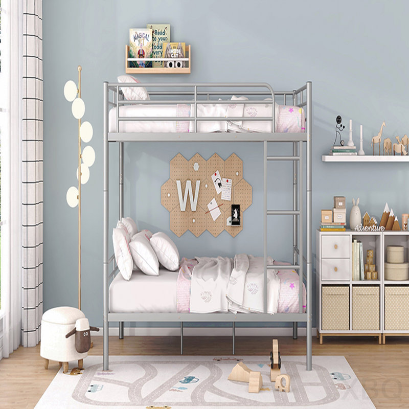 Full Over Full Metal Bunk Bed, Sliver