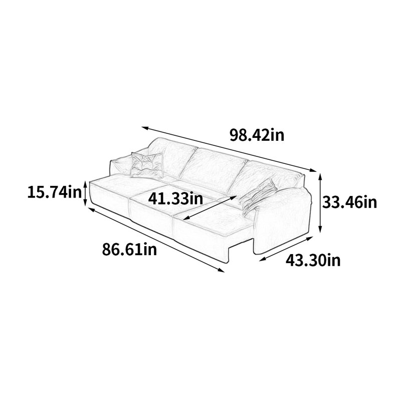 Canapé électrique multifonctionnel intelligent, H 33,46 po x l 98,42 po x P 43,3 po, 3