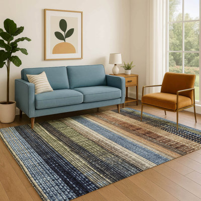 Premium Machine Washable Medena AMF1873 Stripes Rug