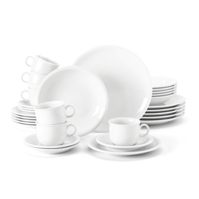 Compact White, 30-Piece Dinnerware Set