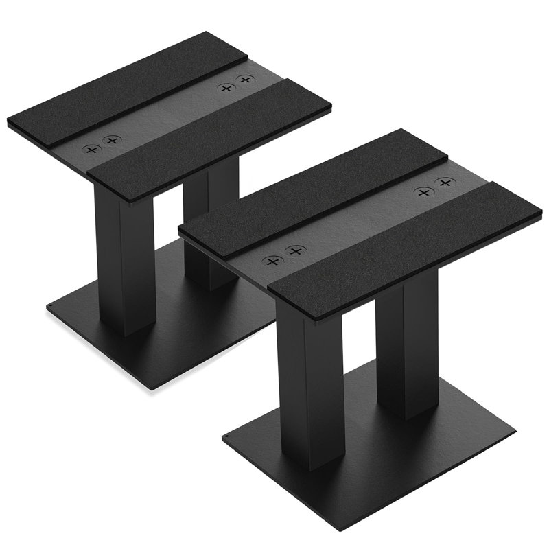25cm Universal Fixed Height Speaker Stand 1 Pair, Desktop Metal Monitor Audio For Surround Sound & Book Shelf Speakers (Large)