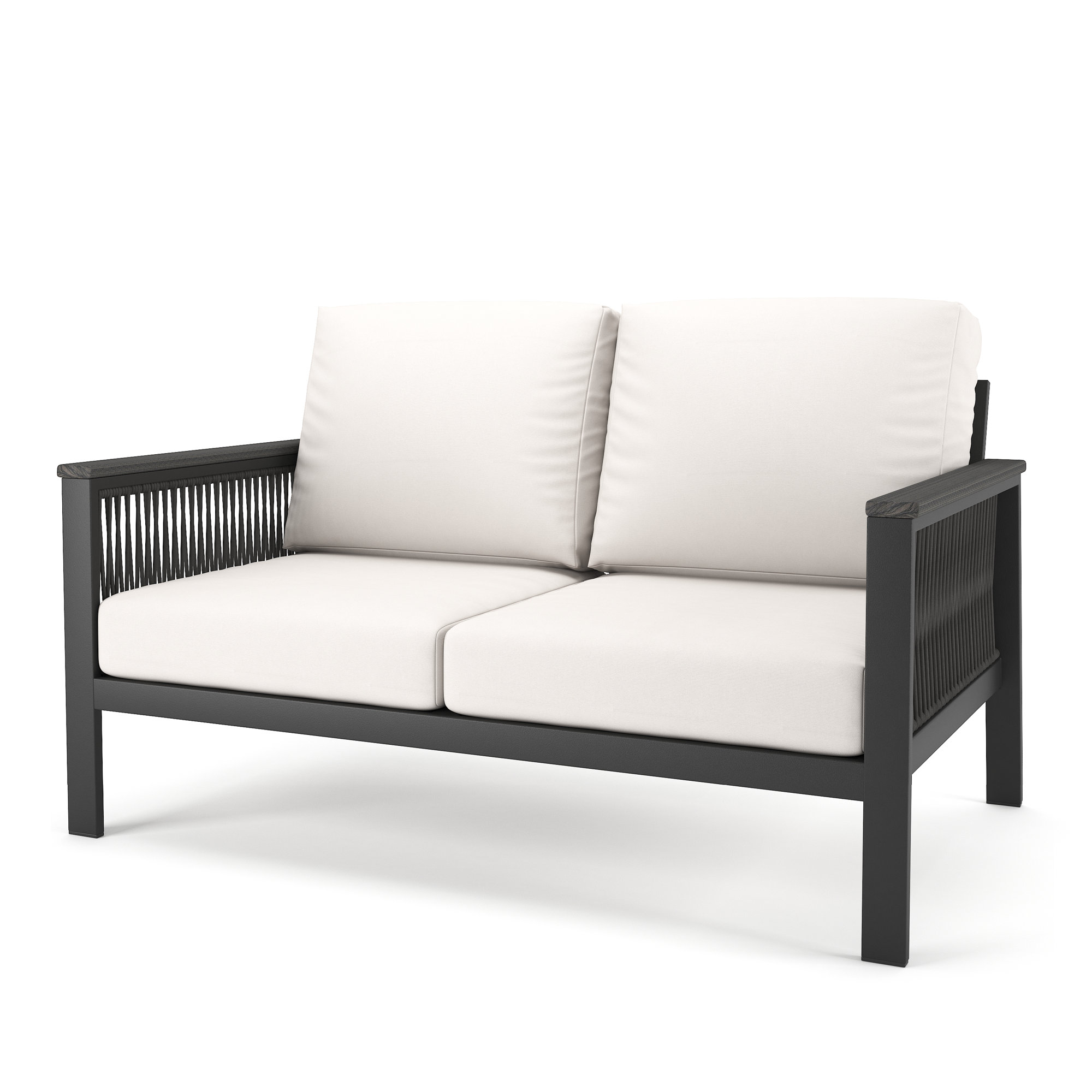Townsend 55'' Wide Outdoor Loveseat with Sunbrella® Cushions, Canvas White Sunbrella® Canvas