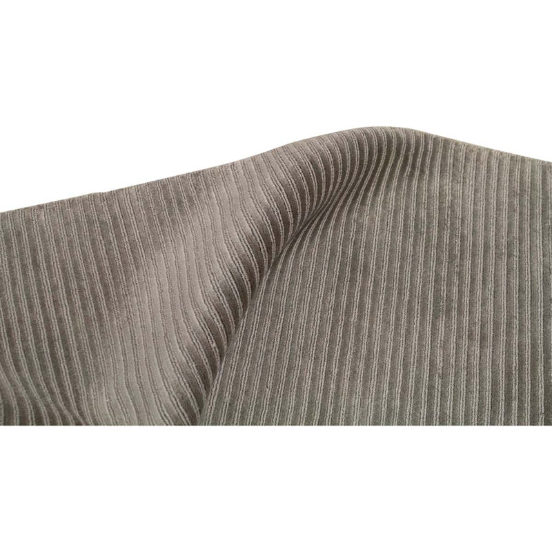 Tapis rayé gris / gris clair en laine / coton noué à la main 3 pi x 5 pi 2 po