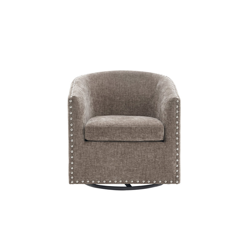 Fauteuil d'appoint pivotant en tissu Wanti, Mélange de polyester brun