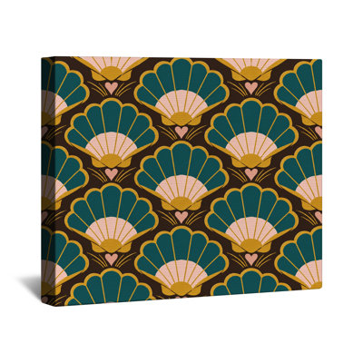 Toile tendue à motif de coquillages Art Deco