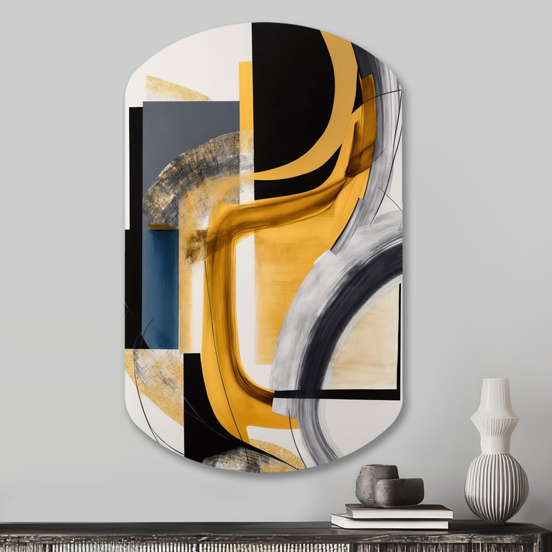 Glam doré et noir Expression IV - spirale abstraite asymétrique, décoration murale en métal, H 31 po x l 19 po