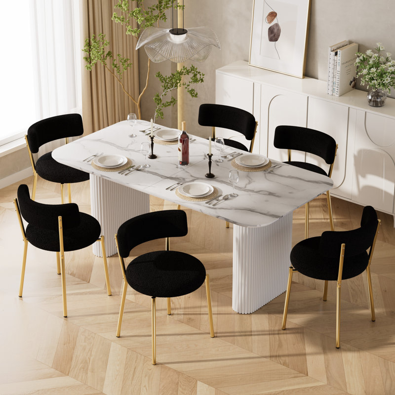 Ensemble de chaises de salle à manger Modern, 6, Noir, Doré