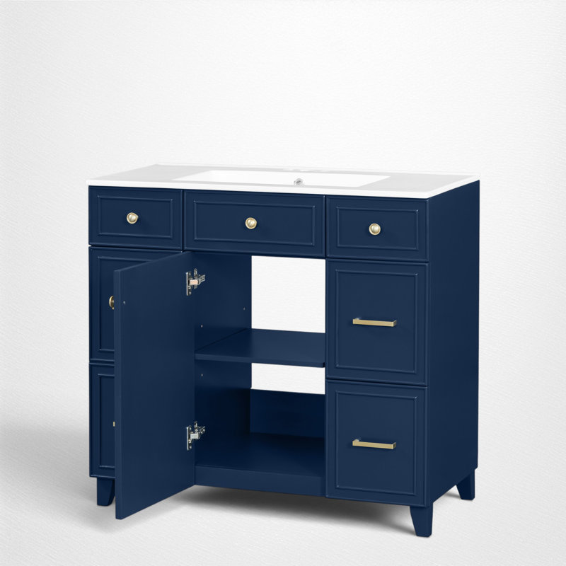 36" Single Bathroom Vanity Set, Navy Blue