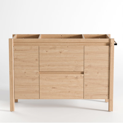 Meuble-lavabo simple autoportant de style ferme moderne de 48 po (122 cm), revêtement texturé bois, pieds droits apparents