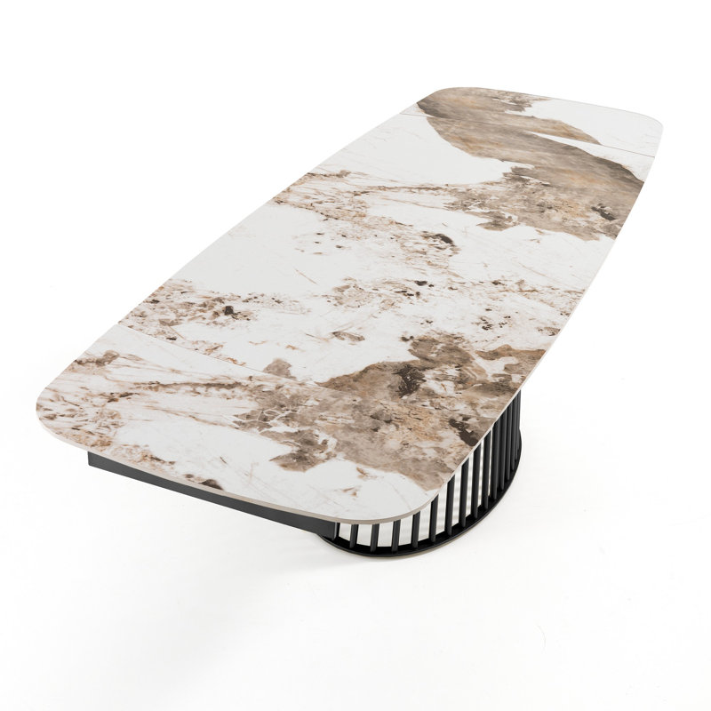 Dakya Extendable Metal Base Dining Table, Grey