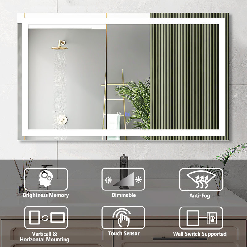 Kolston Metal Rectangle Wall Mirror, 24" x 40"