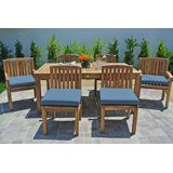 Huntington 7pc Teak Outdoor Dining Set With Sunbrella