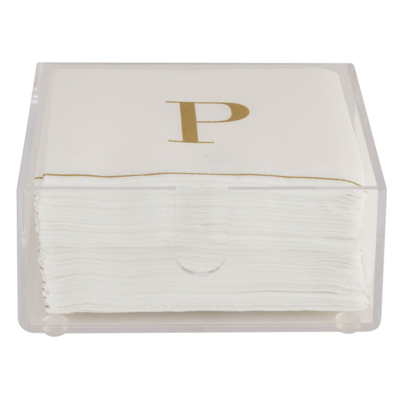 Porte-serviettes de table d'invités en acrylique transparent Rebrilliant, H 2,44 po x l 5,59 po x P 5,59 po