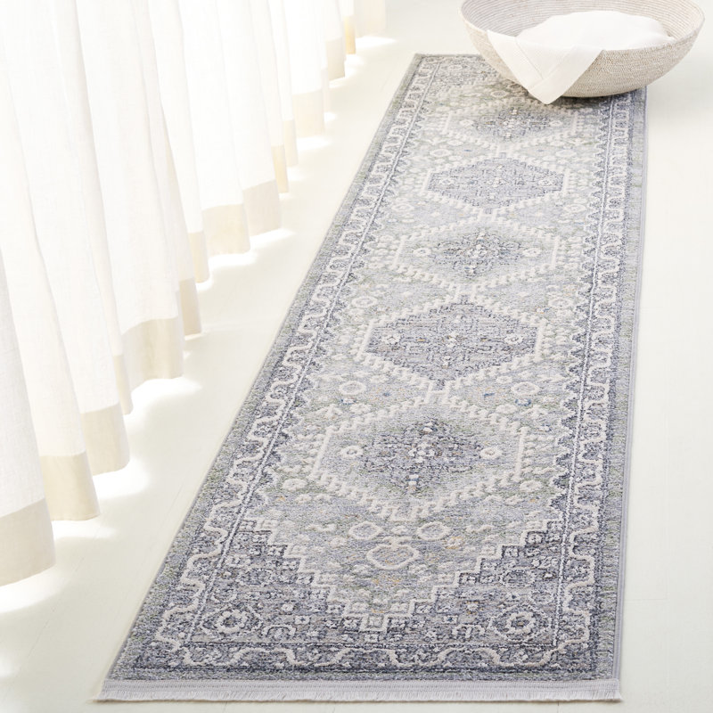 Clover Oriental Area Rug in Grey / Sage, Rectangle 9' x 12'