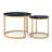 Set 2 Coffee Table Nesting Black Top Golden Frame Circular Round And Marble Pattern Wooden Tables, Living Room Bedroom Apartment Modern Industrial Simple Nightstand-2094064060-2094064056-2094064058