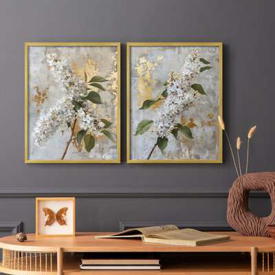 FLORAL Series CCXLVII - Reproduction encadrée de qualité supérieure - prête à être accrochée - aucun clou requis - aucun clou requis