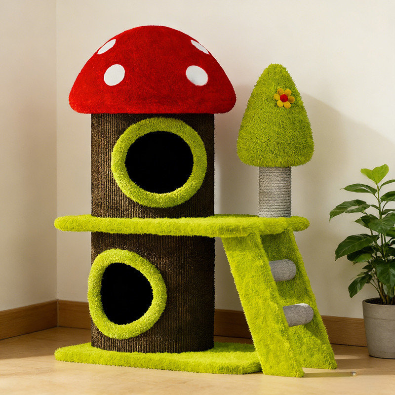 Arbre à chat 30,7 po pour chats d'intérieur, maisonnette multi-chats avec poteaux à griffer en sisal