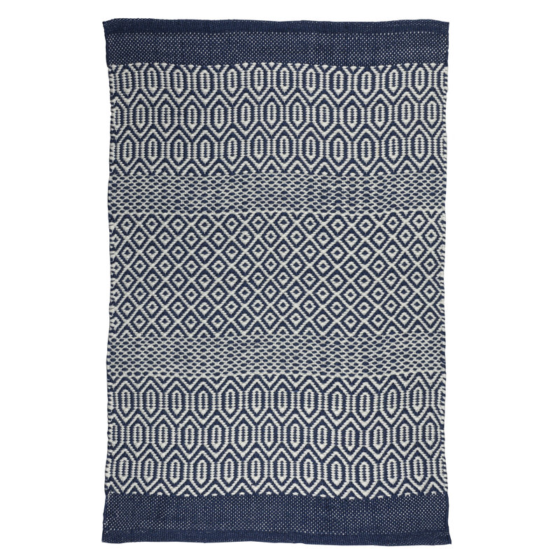 Tapis bleu marine tissé à la main, Rectangle 2 pi x 3 pi