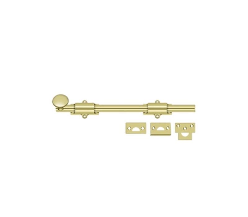 Deltana 12SB3 12" Surface Bolt; Heavy Duty; Bright Brass Finish, Bright Brass