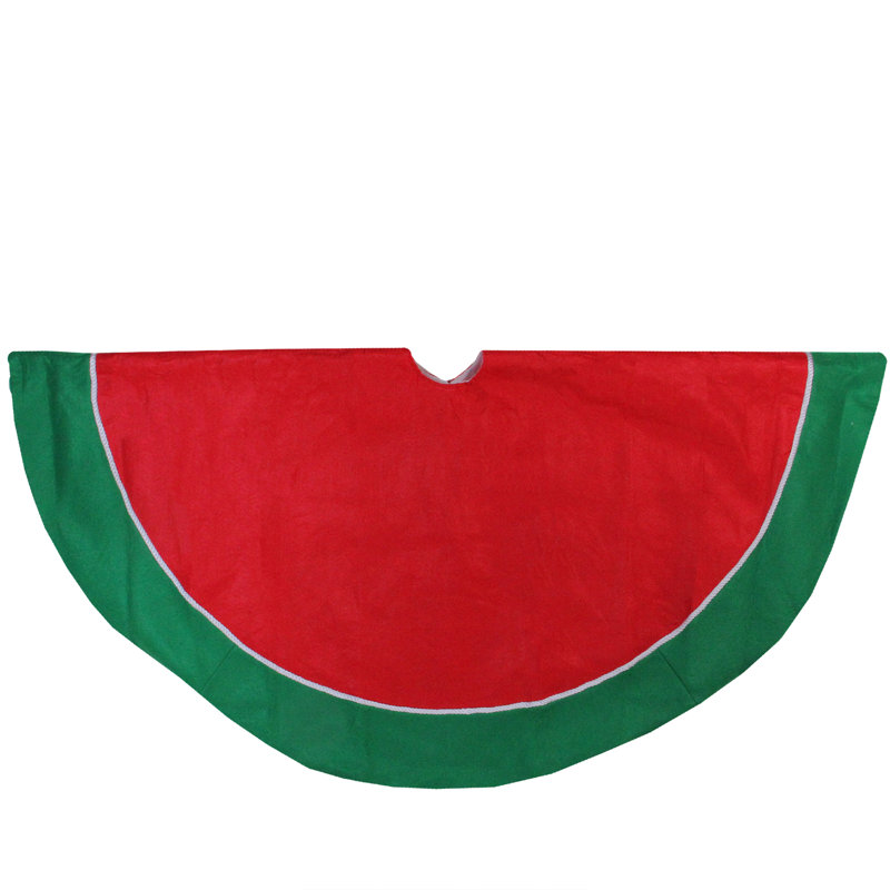 Jupe d'arbre de Noël 48 po avec bordure, Vert / Rouge