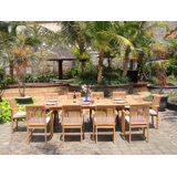Jamison Outdoor 13 - Piece Teak Dining Set