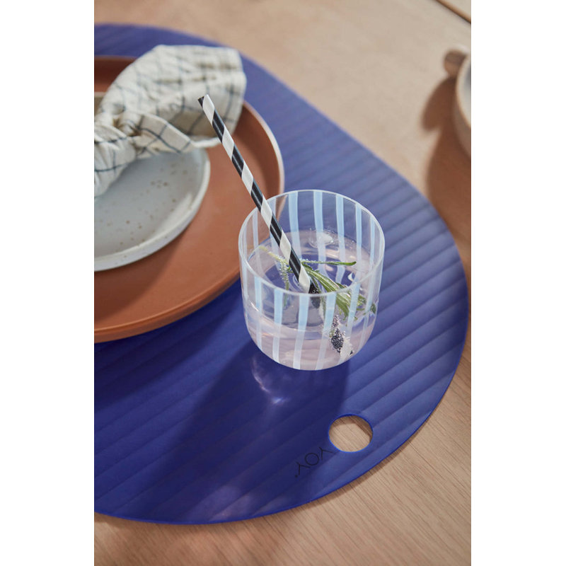 Ribbo Silicone Oval Placemats, Optic Blue