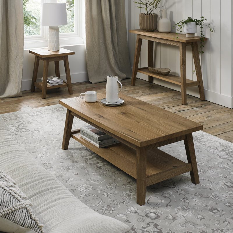 Arkema Four Leg Coffee Table with Storage, Rustic Oak, Rustic Oak
