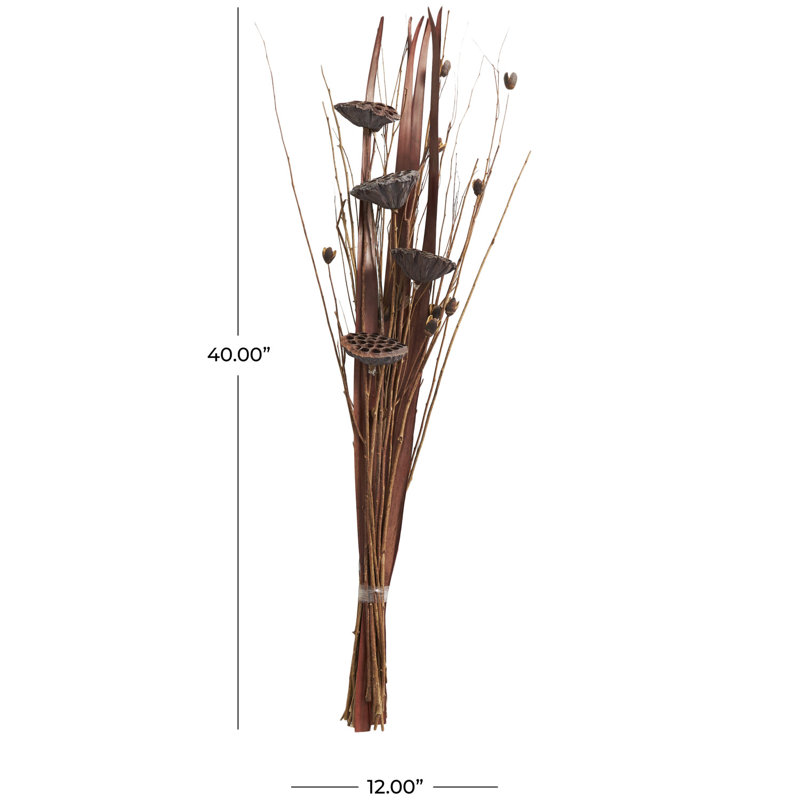 Natural Brown Dried Lotus Flower Branch Arrangement