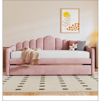 Upholstered Daybed With Trundle ,Velvet Sofabed With USB Charging Ports