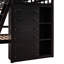 Lit superposé simple au-dessus d'un lit double en bois avec 6 compartiments et système de tablettes personnalisables - Design coloré, 6 tiroirs, tablettes polyvalentes-218756035-218756037
