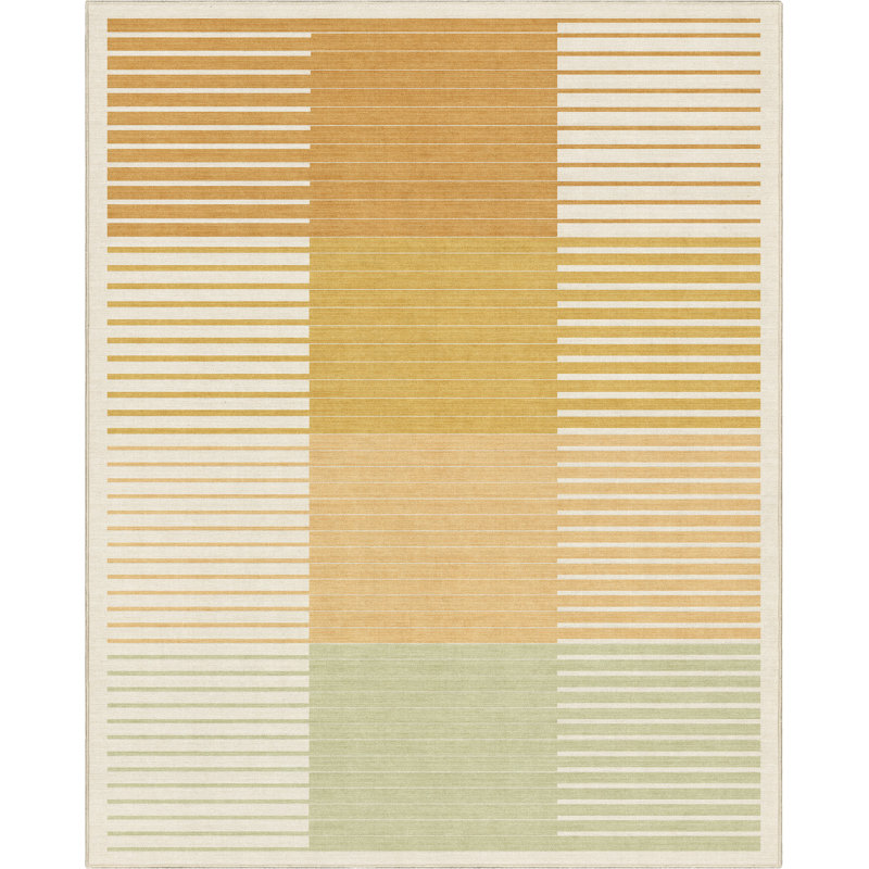Tapis tissé à plat jaune Kehr Modern, Rectangle 9 pi 10 po x 7 pi 10 po