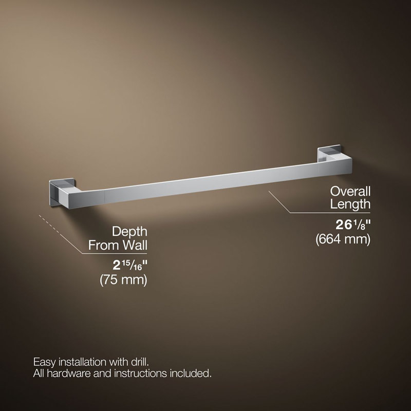 Porte-serviettes Honesty, Chrome poli, L 24 po