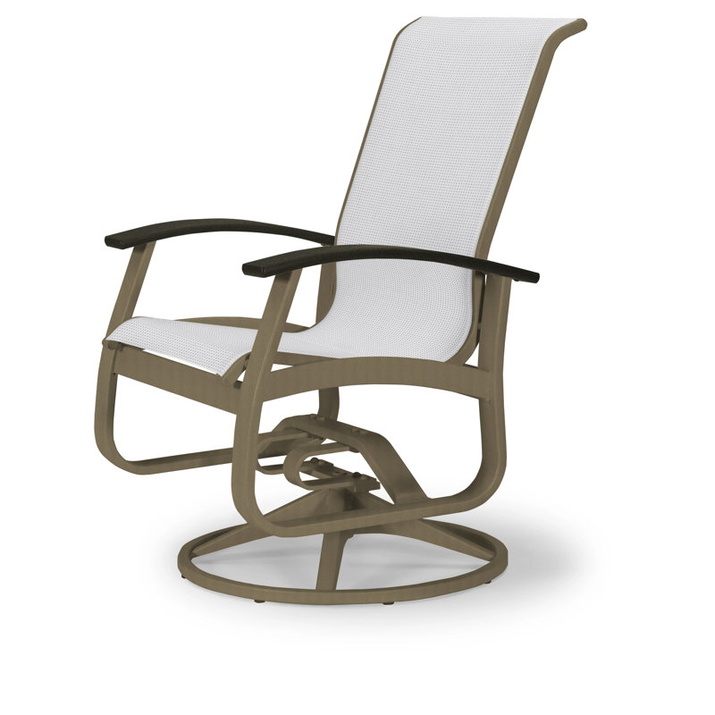 Chaise de patio pivotante Askar, Blanc 6D Sunbrella®, Noir P70, Bois de plage texturé