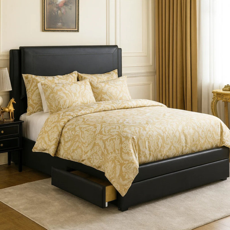 Lit plateforme tapissier avec rangement Senada, Grand