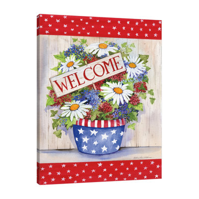 "Patriotic Welcome", toile tendue par Kathleen Parr Mckenna