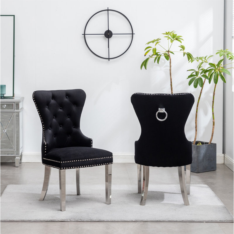 Chaise en velours touffeté Montura, Noir