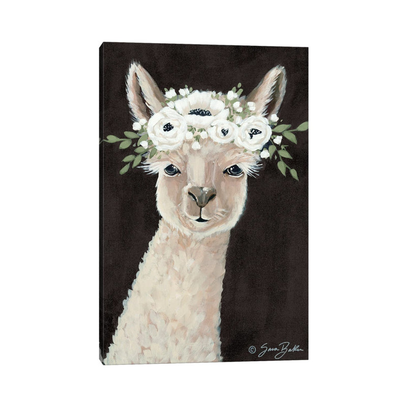 Llama 1 Piece Wrapped Canvas Wall Art, 30.48 cm H x 45.72 cm W