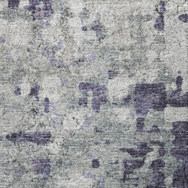 Premium Machine Washable Dream Shag ADS76 Abstract Plaid Rug, 1'8" x 2'6", Purple