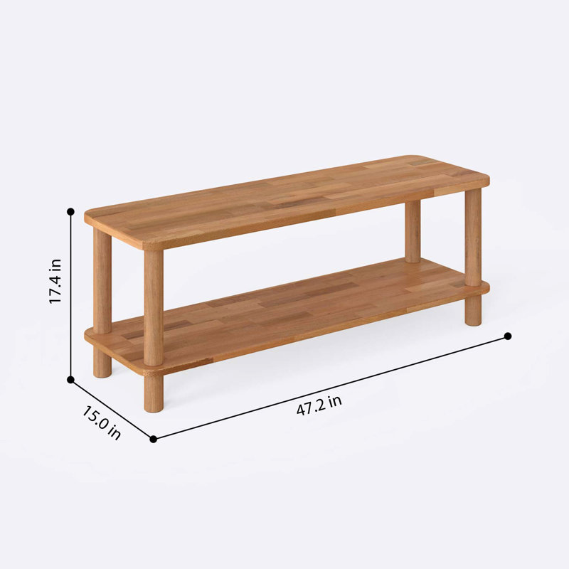 Austin Modern Solid Wood Rectangular Coffee Table with Storage Shelf – Sleek & Versatile, 17.4'' H x 47.2'' L x 15'' W
