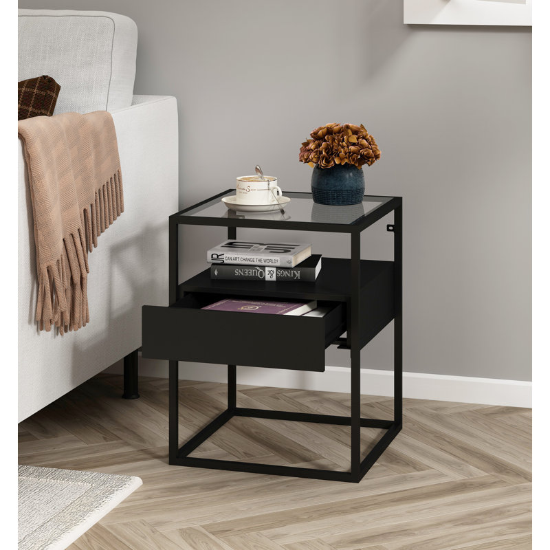 Elenna Glass Top Frame End Table