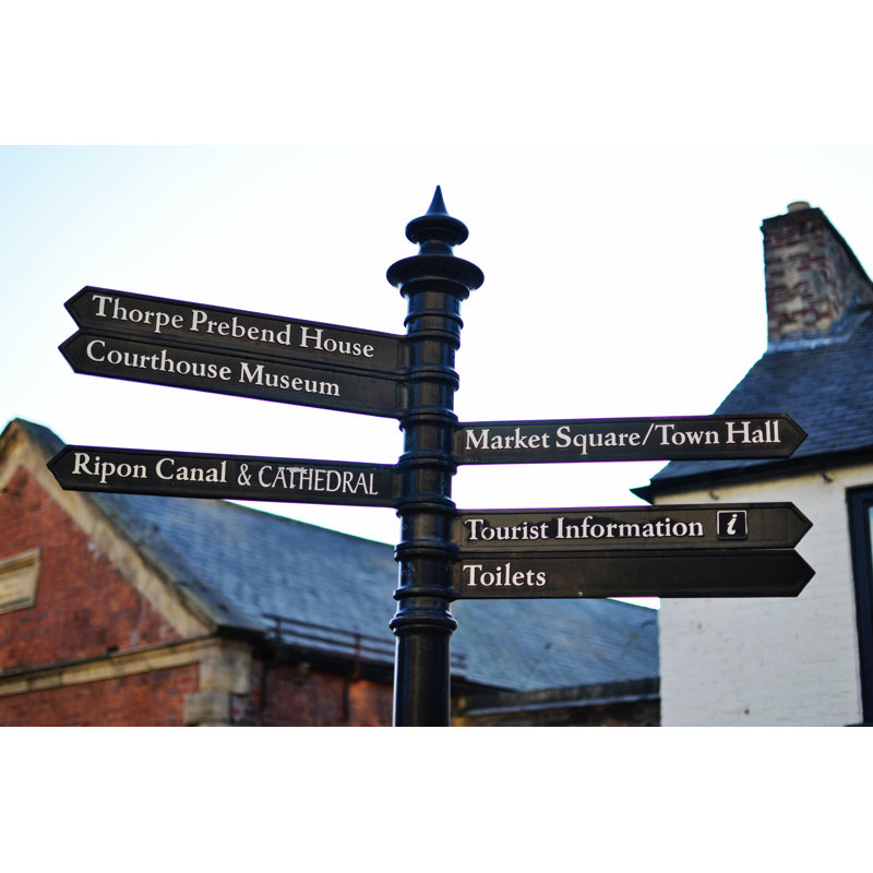 Ripon City Centre Signpost - Wrapped Canvas Print, 81cm H x 122cm W
