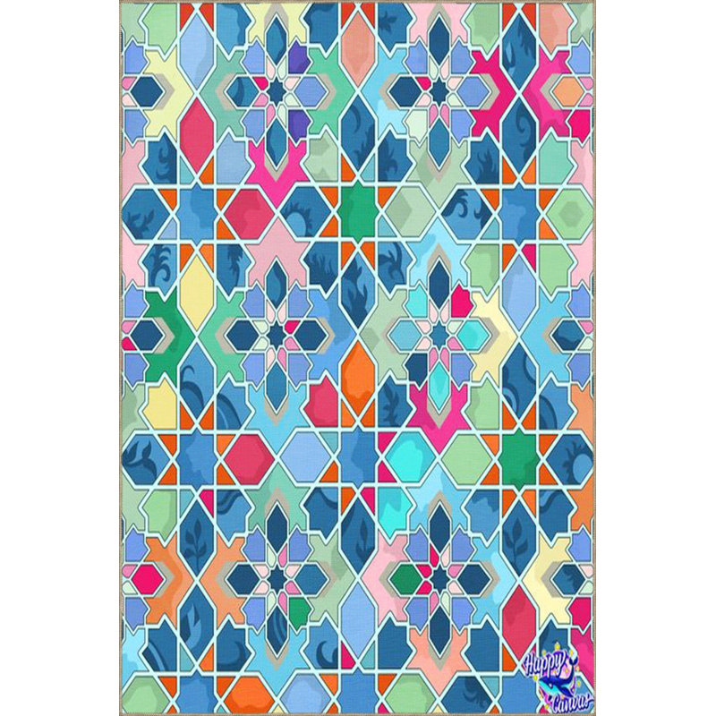 Tapis bleu lavable moderne Modern, Sous-tapis rond 3 pi 3 po inclus