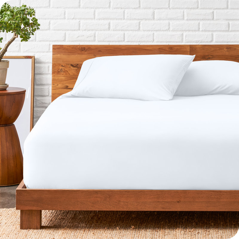 Ensemble de drap-housse en microfibre avec taie d'oreiller   , Blanc, Drap-housse très grand et 2 taies d'oreiller