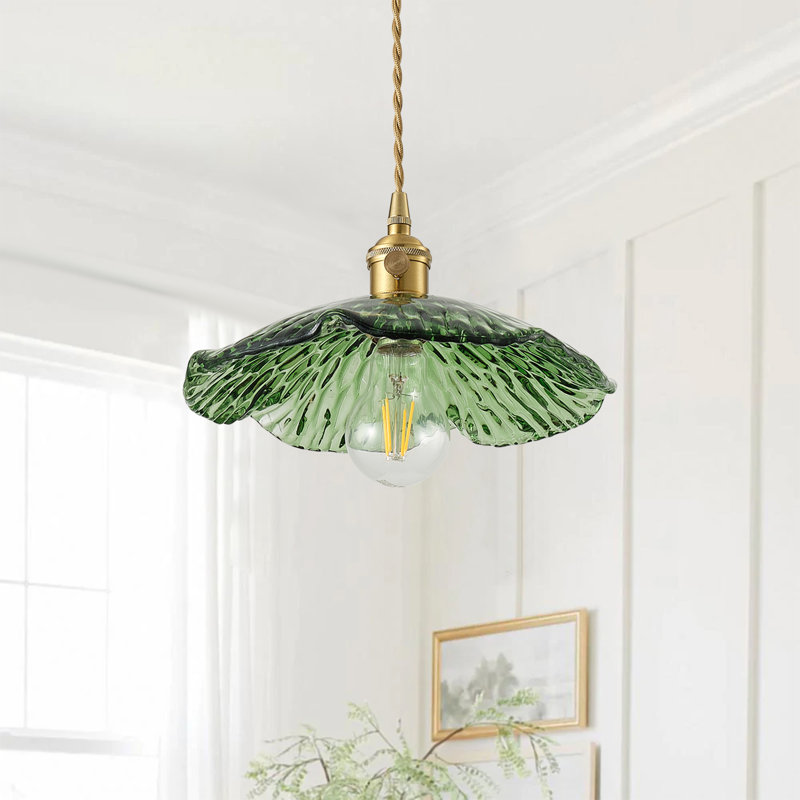 1 luminaire suspendu en fer de verre à intensité variable vert foncé